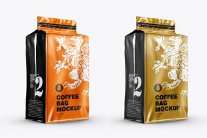 Metallic Paper Coffee Bag Mockup
