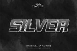 Metallic Silver – Editable Text Effect, Font Style