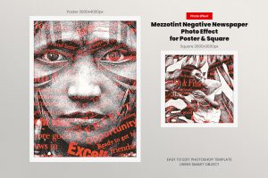 Mezzotint Negative Newspaper Photo Effect