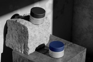 Minimalist Cosmetic Jar Mockup on Stone