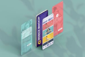 Mobile with Web Page Screens Mockup