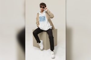 Mockup Featuring a Man With a Pullover Hoodie