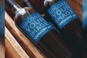 Mockup Featuring a Set of Wine Bottles in a Wine