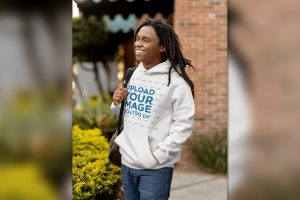 Mockup of a Man with Locs Wearing a Hoodie