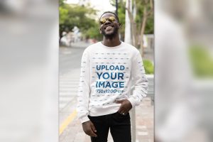 Mockup of a Smiling Man with Sunglasses