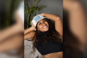 Mockup of a Woman Wearing a Bucket Hat
