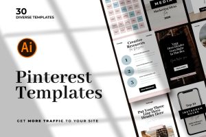 Modern Pinterest Templates + Mockups