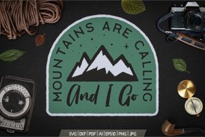 Mountain Calling Logo, Retro Camping Badge T-Shirt