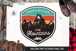 Mountains Logo, Retro Adventure Badge T-Shirt