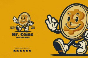 Mr. Coins Vintage Retro Character Mascot Logo