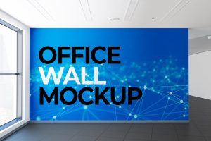 Mural Wall on Office Hall Mockup