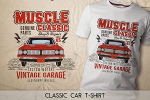 Muscle Classic Tee Design / Old Car T-Shirt Label