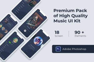Music Audio Play App UI KIT for Photoshop