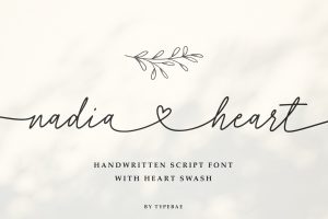 Nadia Heart – Wedding Script Font with Heart Swash