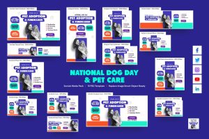 National Dog Day and Pet Care Social Media Pack