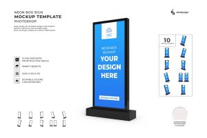 Neon Box Sign Mockup Template Set