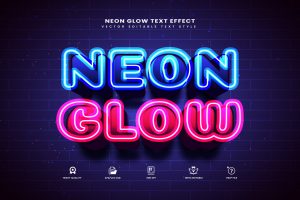 Neon Glow Editable Vector Text Effect