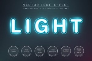 Neon light – editable text effect  for illustrator