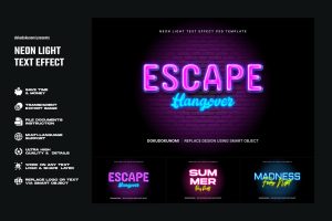 Neon light text effect