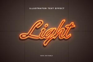 Neon light wall sign text effect