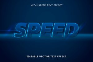 Neon text effect vector template