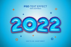 New Year 2022 Balloon Foil Text Effect