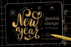 New Year sparkle fireworks brushes
