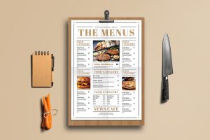 Newspaper Style Food Menus