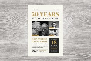 Newspaper Wedding Anniversary Invitation
