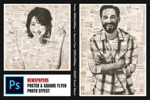 Newspapers Square And Poster Photo Effect