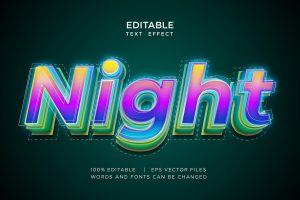 Night 3d Text Effect in Neon Style
