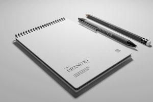 Notepad with Pen and Pencil Mockup