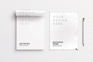 Notepad with Pencil Mockup
