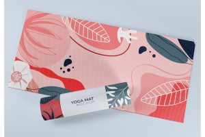 Open and Rolled Yoga Mats Mockup