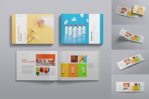 Opened Landscape Book Mockup