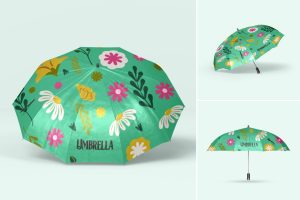 Opened Umbrella Branding Mockup set