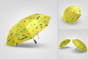 Opened Umbrella Branding Mockup Set