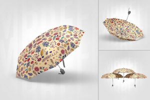 Opened Umbrella Branding Mockup Set