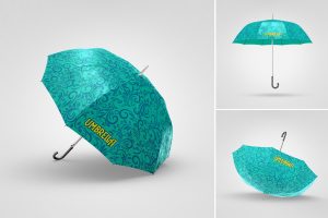 Opened Umbrella Branding Mockup Set
