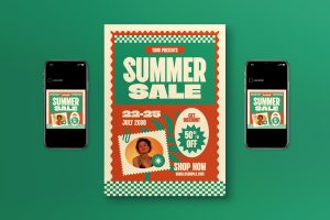 Orange Geometric Summer Sale Flyer