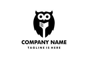 Owl Book Negative Space Logo