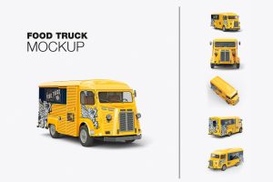 Pack Vintage Food Truck Mockup
