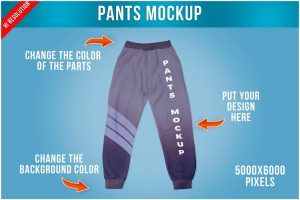 Pants Mockup Back View Template