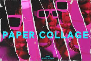 Paper Collage Torn Photo Effect Template