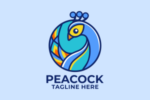 Peacock in Circle Logo Design
