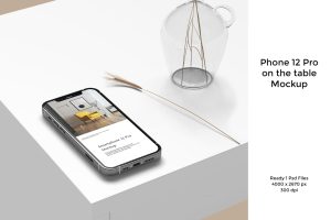 Phone 12 pro on Table Mockup