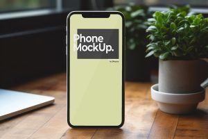Phone Mockup On Table #02