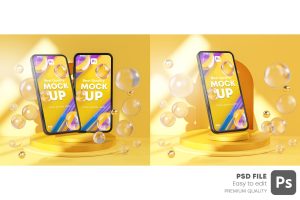 Phone Mockup Yellow Abstract Stage 3D