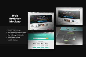 Photorealistic Pixel Screen Web-Browser Mockup