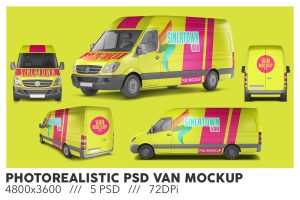 Photorealistic PSD Van Mockup